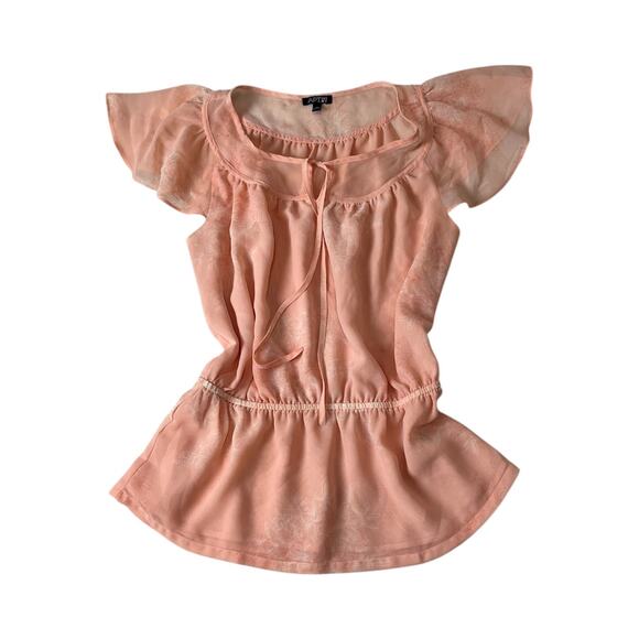 apt 9 peach bohochic flowy cottegecore sheer shirt whimsical fairy size meduim - Picture 1 of 5